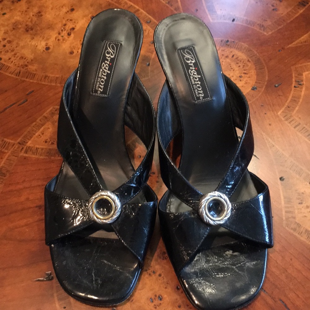 Brighton Black Sandals with Silver Accent